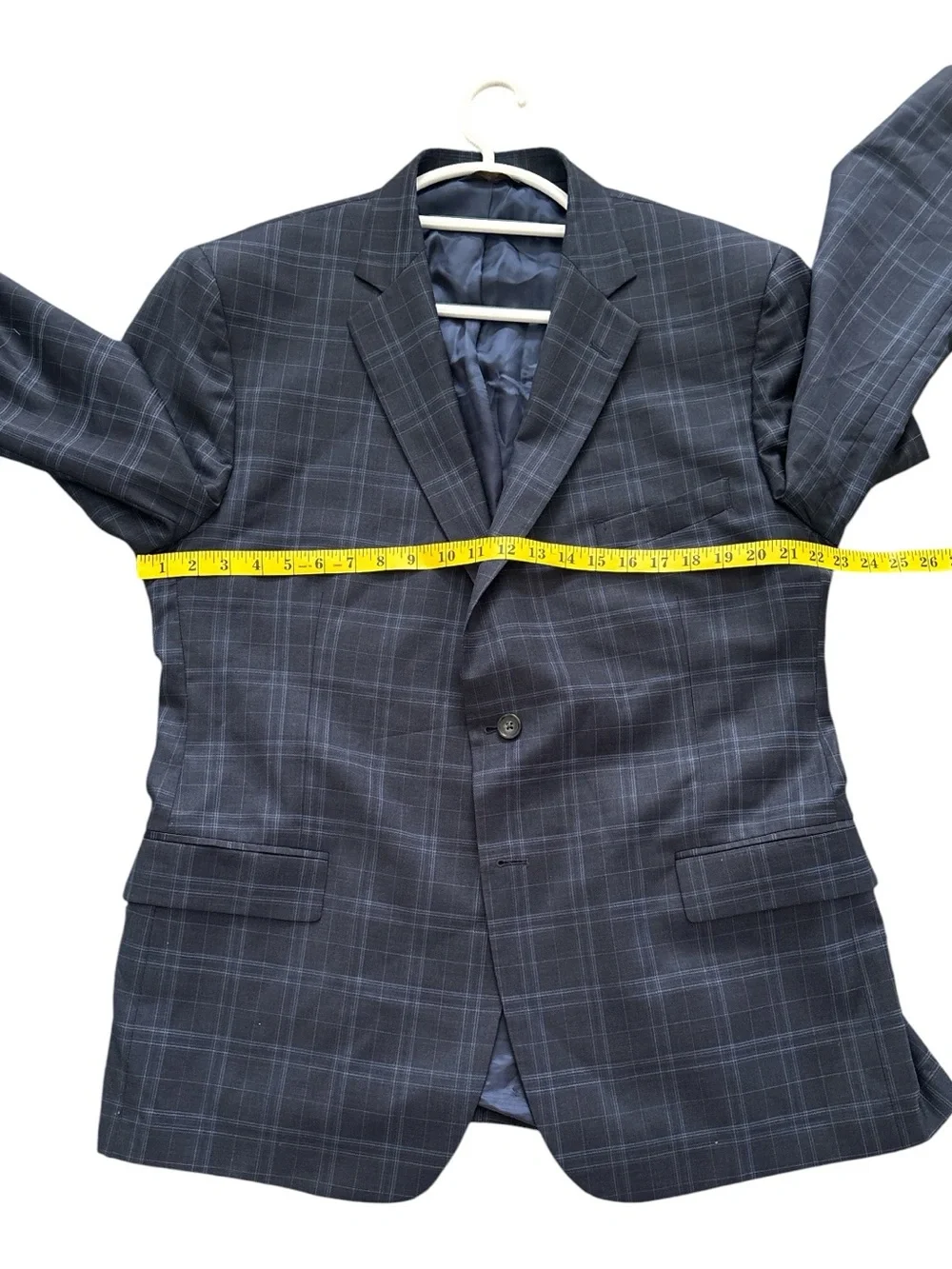 Brooks Brothers Blue on Navy Windowpane Plaid Blazer Sport Coat 2 Button 48